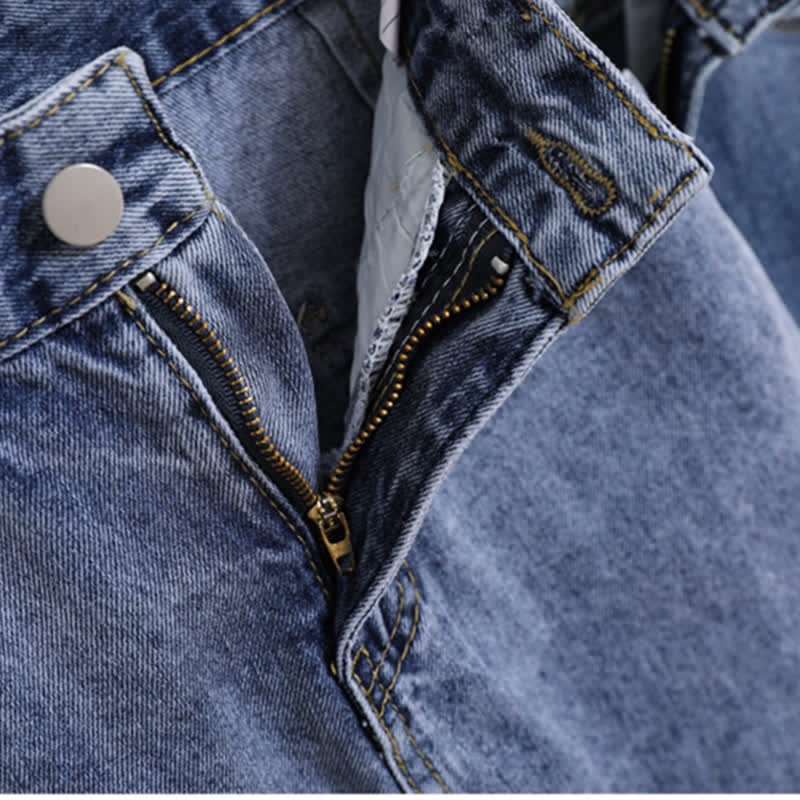 Denim Skirt Laple T-Shirt Embroidery Loose