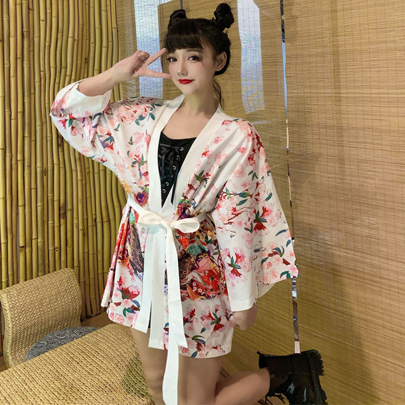 Vêtements d'extérieur kimono vintage pour fille animée