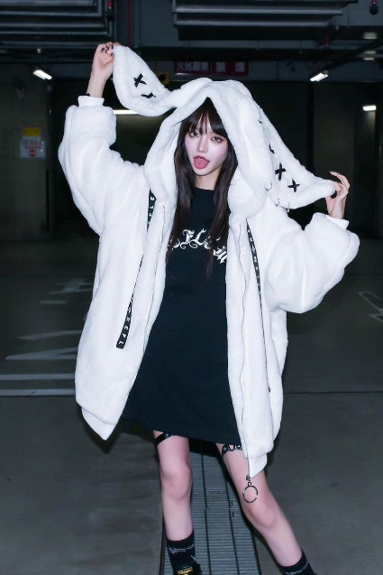 Hooded Punk Coat with Rabbit Ears