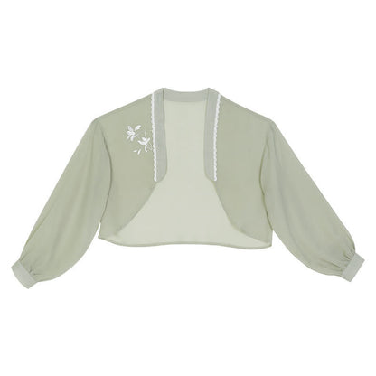 Sweet Orchid Embroidery Cardigan Slip Dress