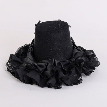Black Floral Skeleton Design Halloween Hat with Chains