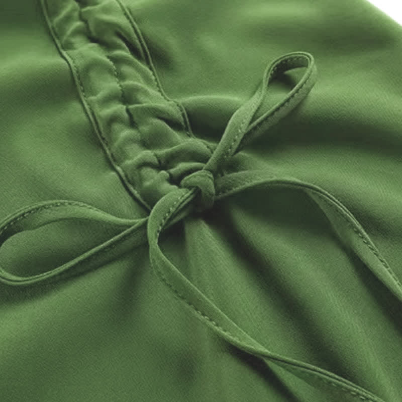 Robe fourreau fendue avec cordon de serrage et t-shirt à franges vert bohème