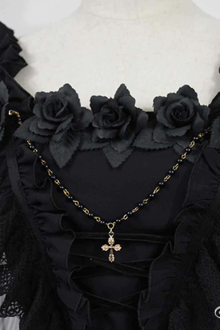 Gothic Lolita Ballet of the Dead Double-Layered Embroidery Lace-Up JSK Dress