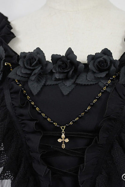 Gothic Lolita Ballet of the Dead Double-Layered Embroidery Lace-Up JSK Dress
