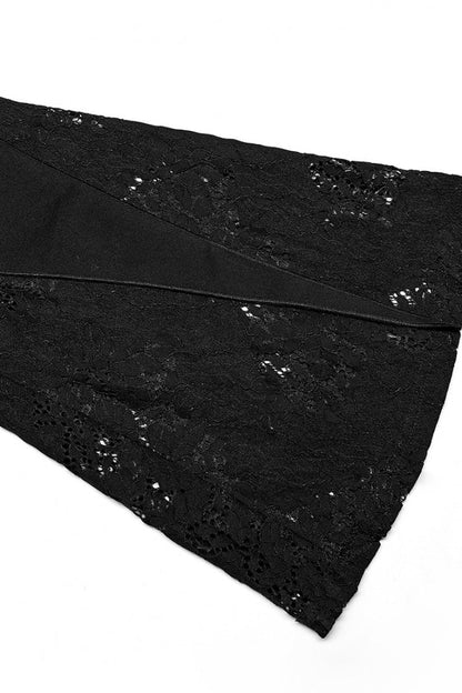 Slim Gothic Flared Pants with Lace Embellishments