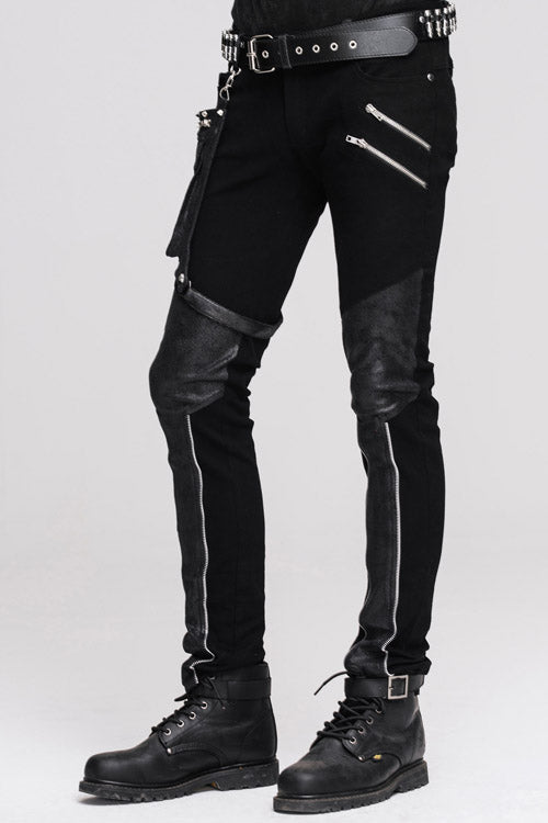 Slim Straight Leg Trousers with Detachable Leg Bag