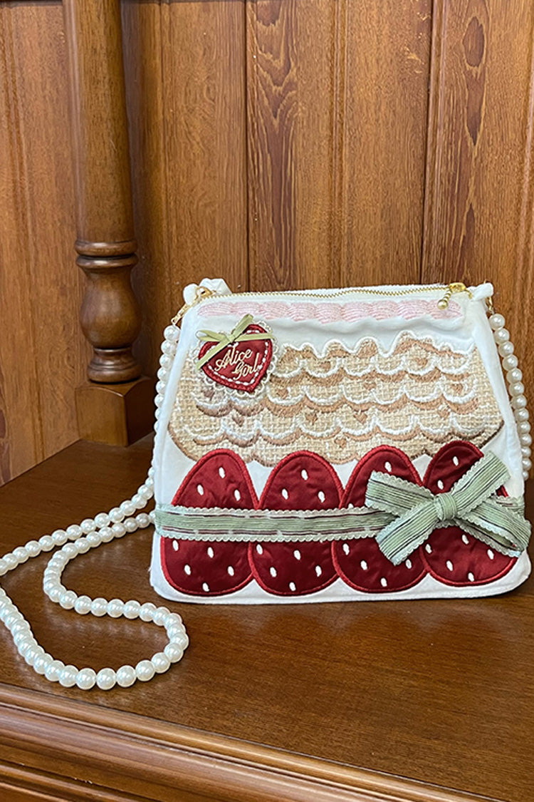 Mint Strawberry House Embroidered Ribbon Lolita Handbag