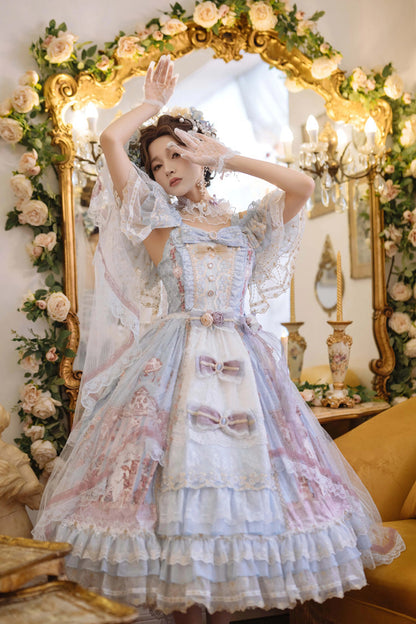 Off-Shoulder Open-Front JSK Set with Hanayome Bow and Lace