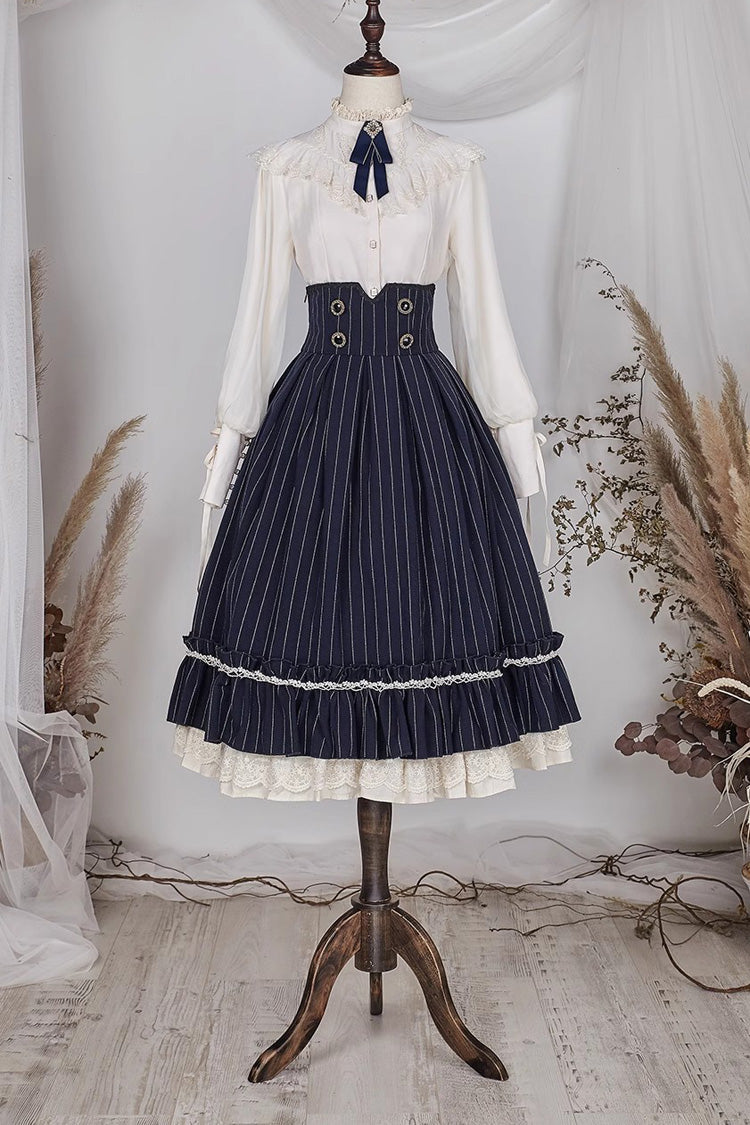 Layered Striped Ruffle Sweet College Elegant Lolita Skirt