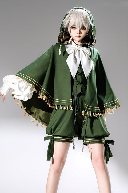 Emerald Rabbit Feather Rabbit Ears Hooded Sweet Prince Ouji Lolita Cloak Coat