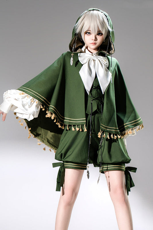 Emerald Rabbit Feather Rabbit Ears Hooded Sweet Prince Ouji Lolita Cloak Coat