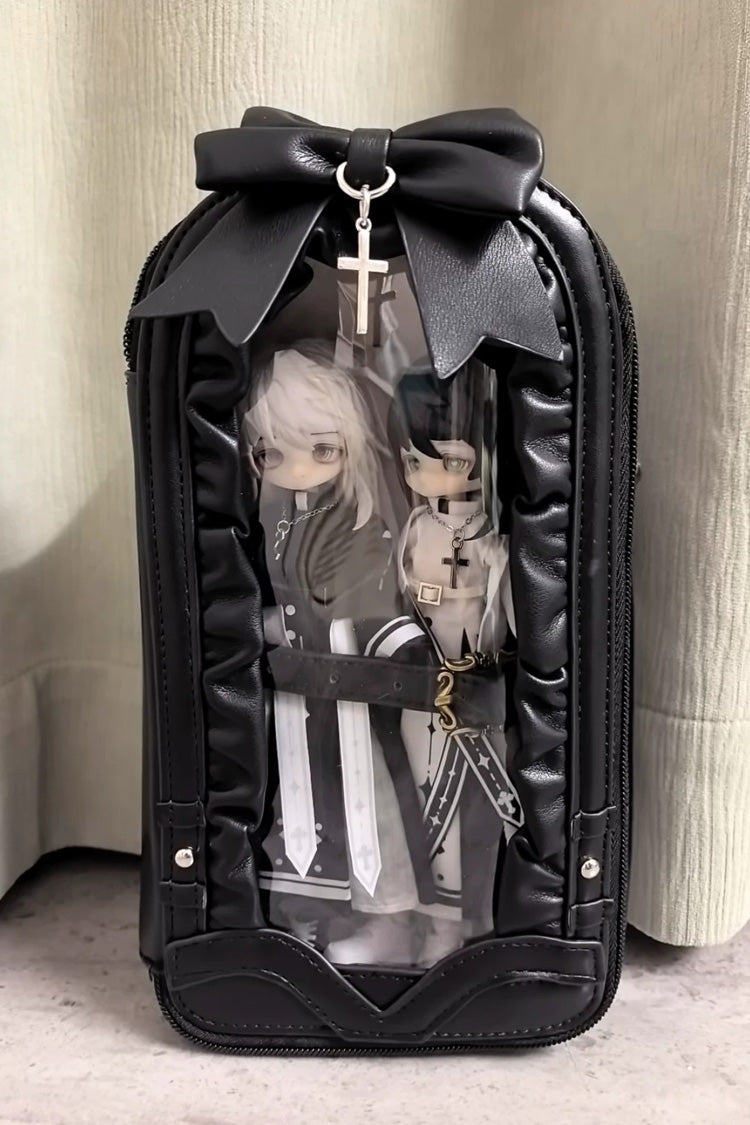 Gothic Ita Bag with Cross Bow and Gathered Trim Window Doll Design