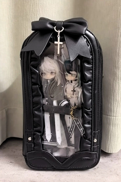 Gothic Ita Bag with Cross Bow and Gathered Trim Window Doll Design
