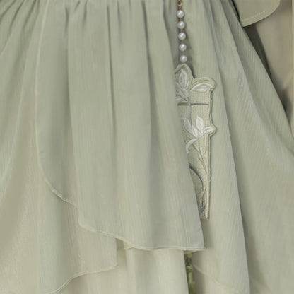 Sweet Orchid Embroidery Cardigan Slip Dress