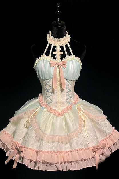 Mermaid Halter Ruffle Lace-Up Sweet Lolita Gown