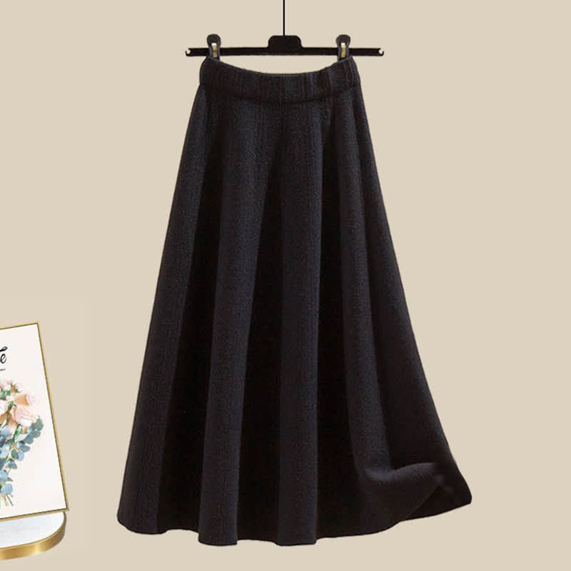 Skirt Colorblock Christmas Knit Sweater