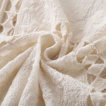 Set Split Ruffled Dress Out Slip Hollow Cardigan