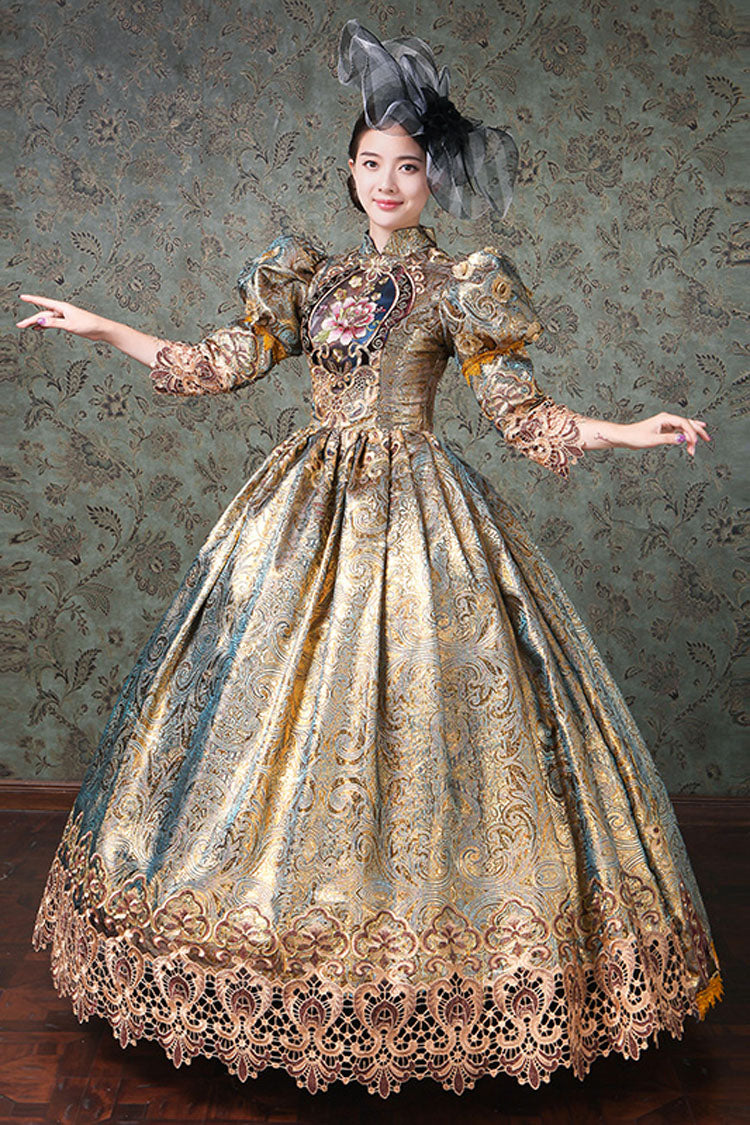 Hollow Floral Embroidered Half Sleeve Dress