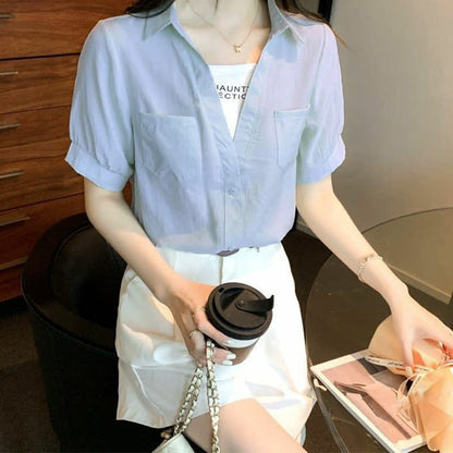 Pocketed T-Shirt Denim Fake Lapel Shorts Pieces Two