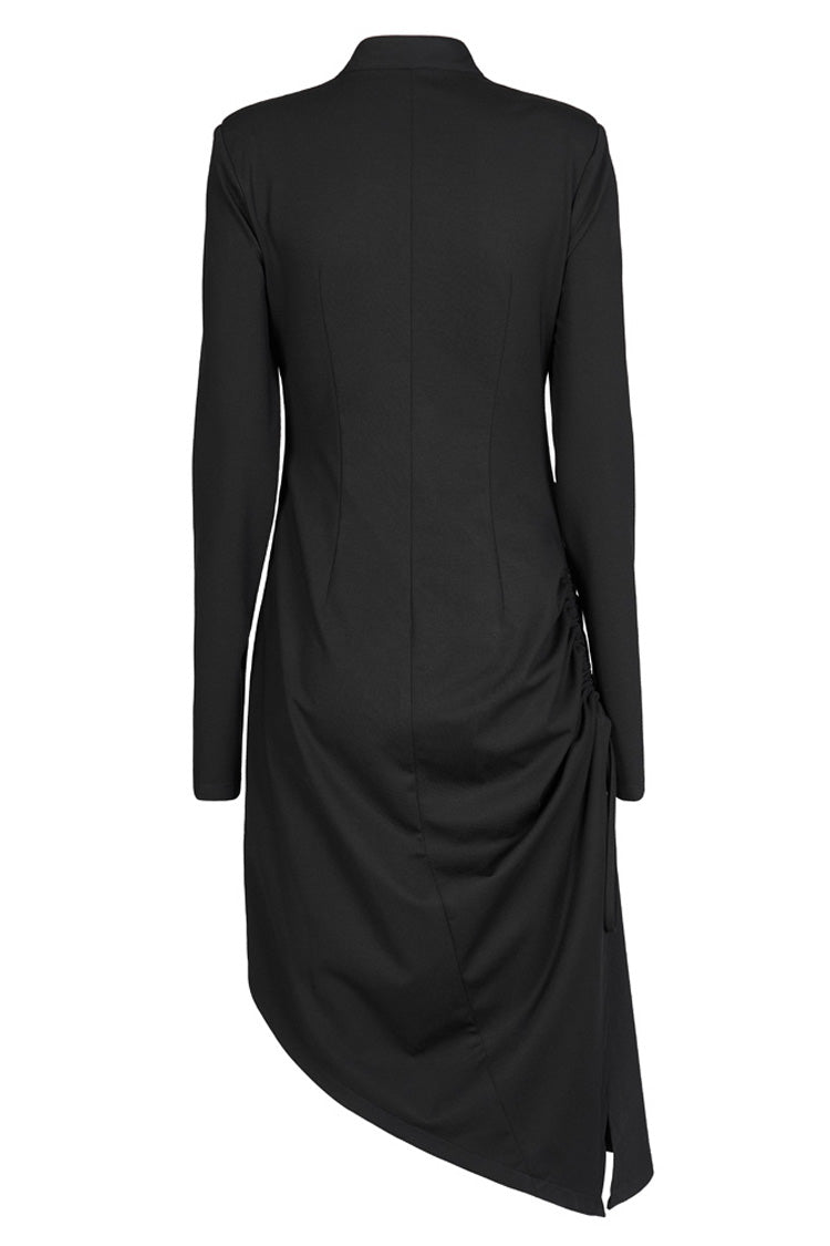 Improved Cheongsam Pointed Hem Drawstring Black Punk Dress