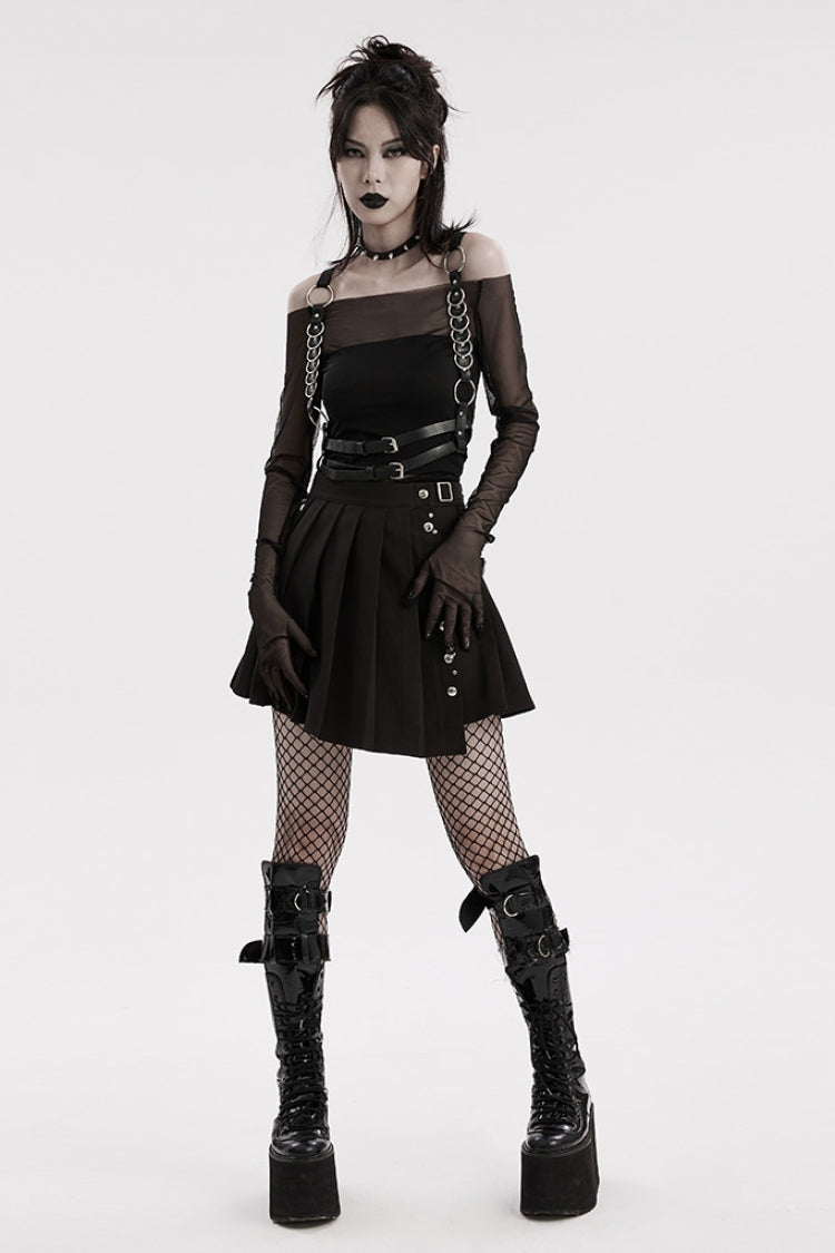 Steampunk Harness with Double Shoulder Straps and Metal Rings for Her