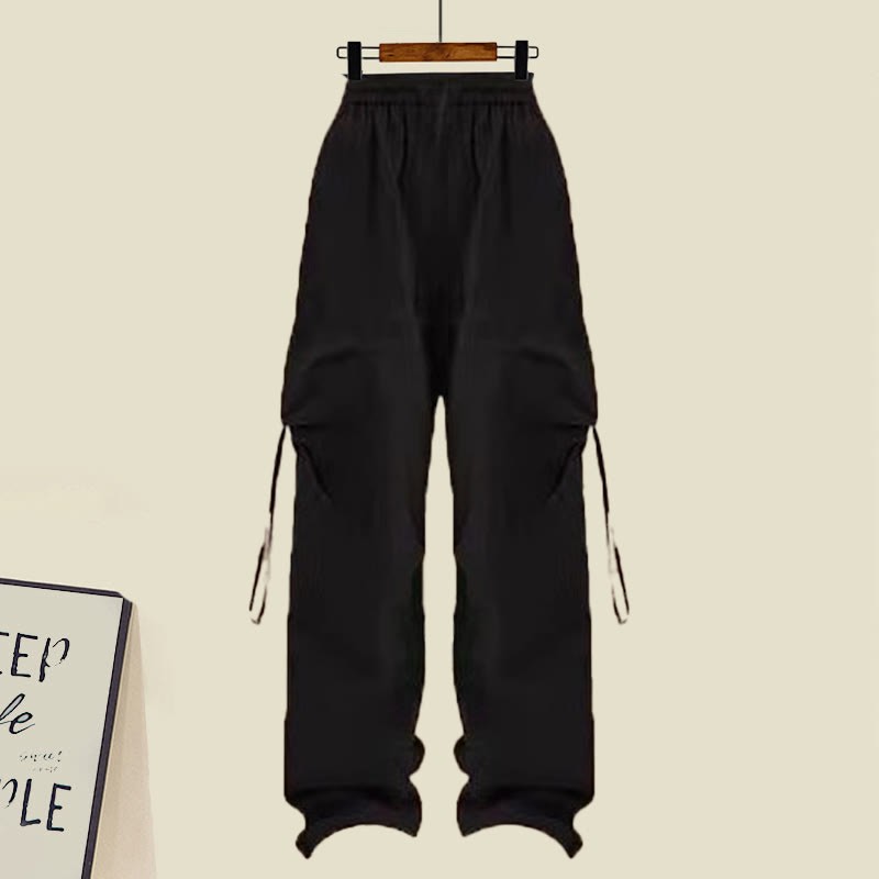 Colorblock Cargo Pants Two Pocket Zipper Pieces Hoodie