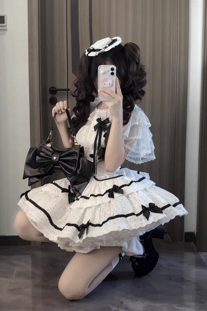 Polka Dot Ruffle Sleeveless Sweet JSK Dress