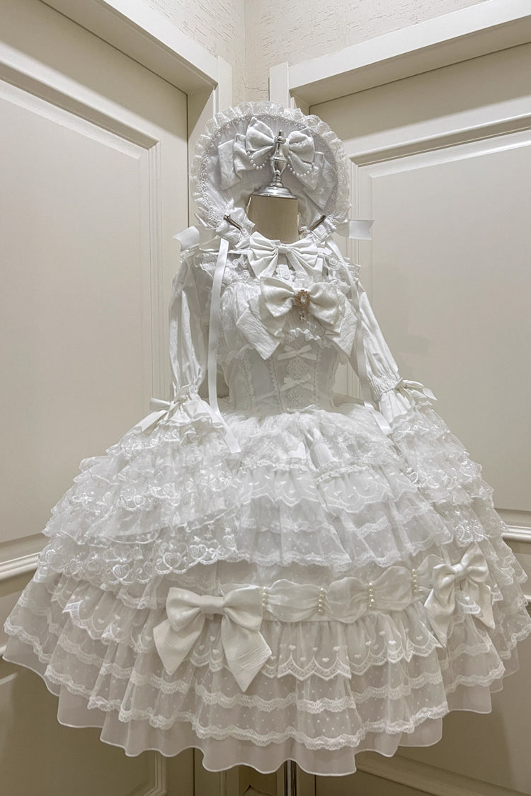 White Dream Prologue Doll Multi-Layered Bow Lace Dress