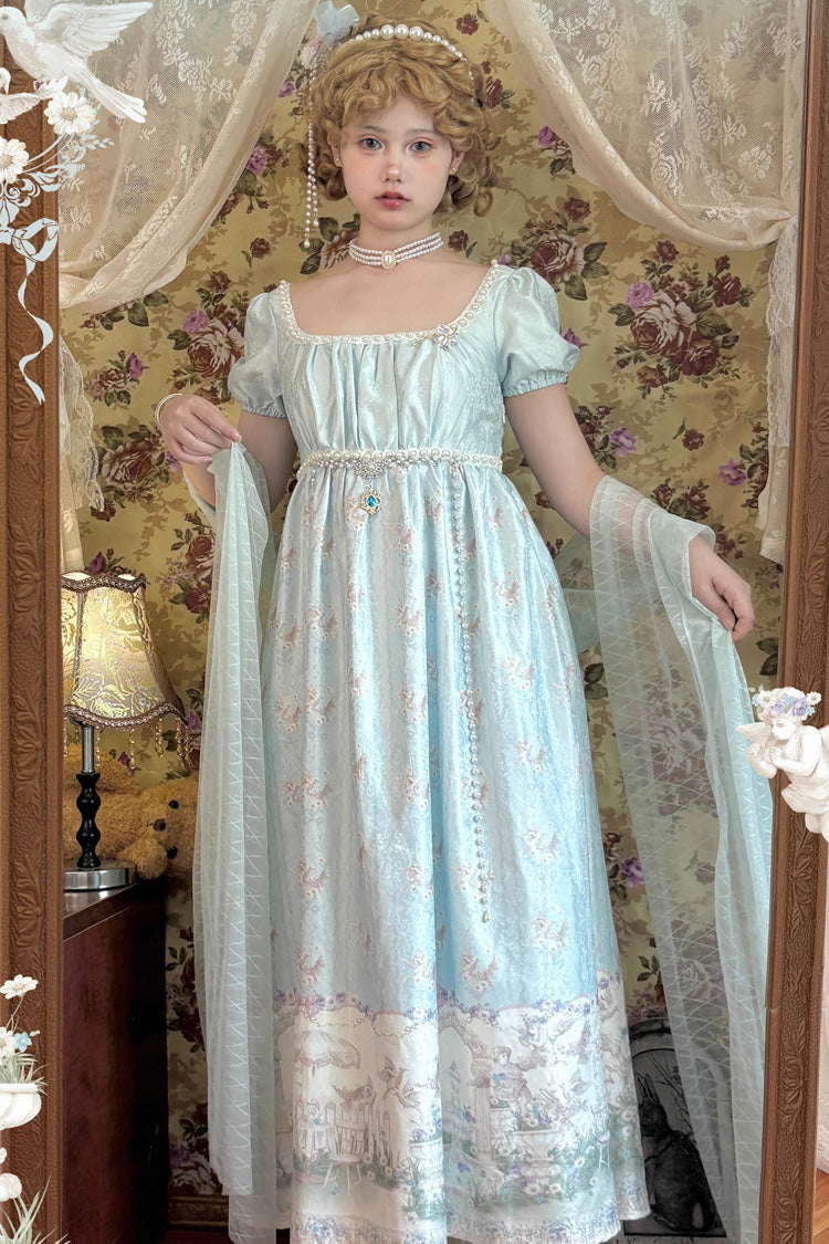 Emerald Spring of Nai Square Collar Short Sleeves Pearl Elegant Lolita Dress