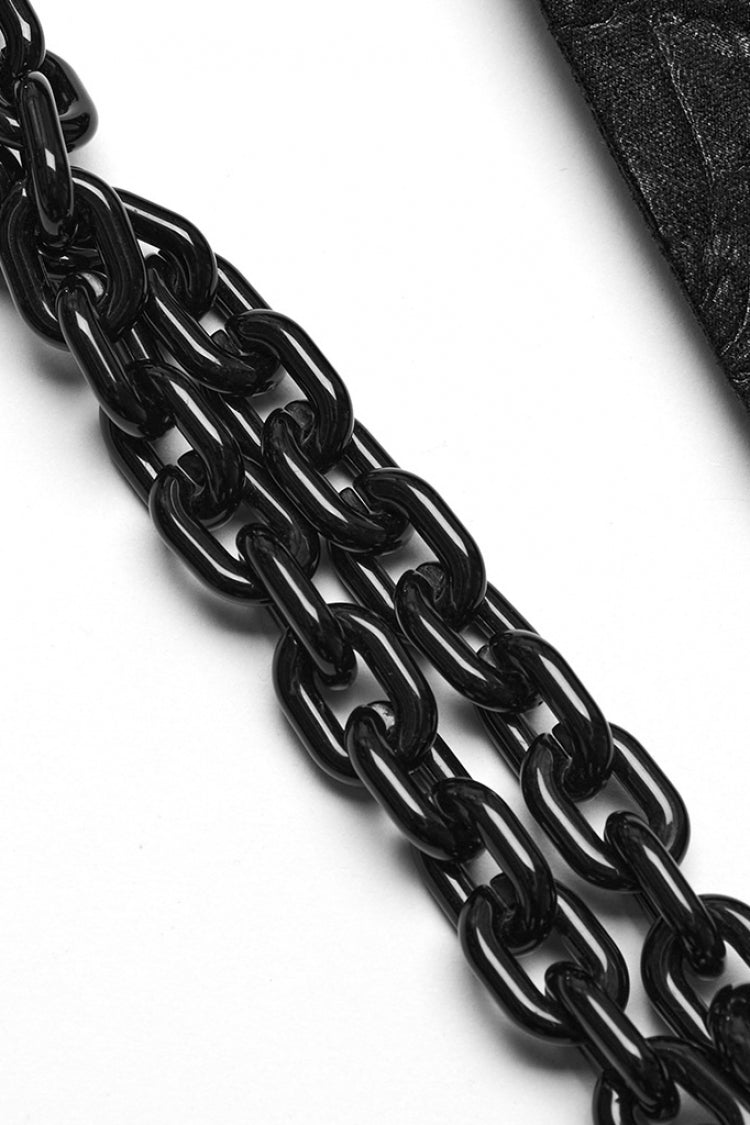 Inverted Triangle Hollow Metal Chain Black Steampunk Skirt
