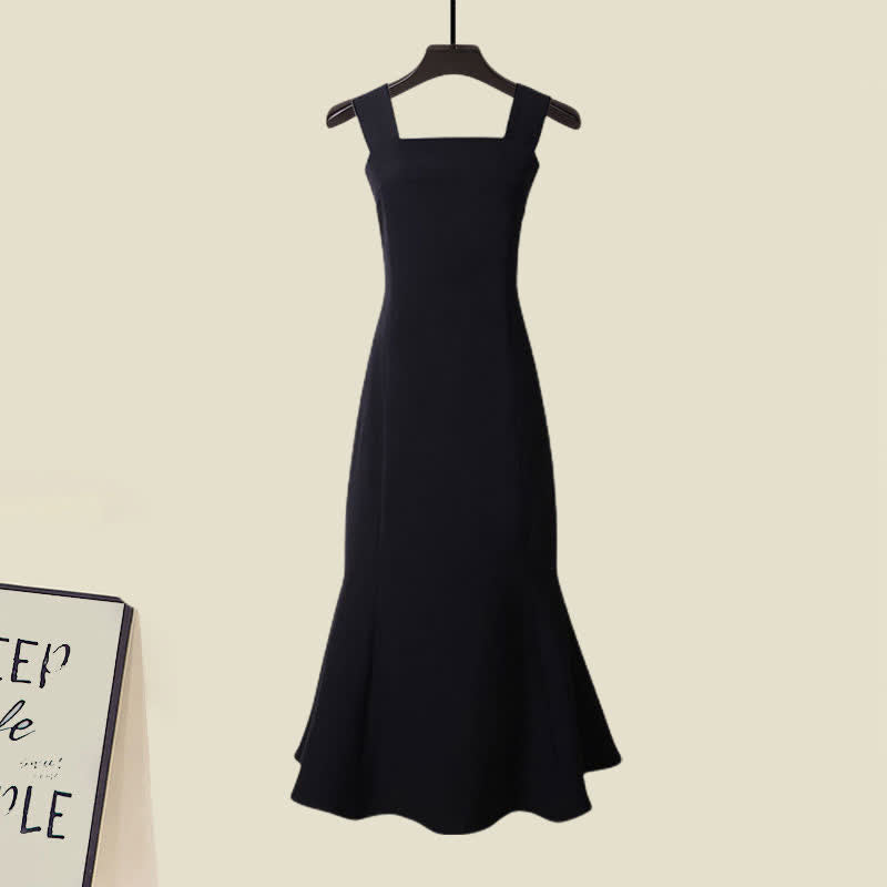 Sweater Stripe Chic Slip Two Dress Pieces