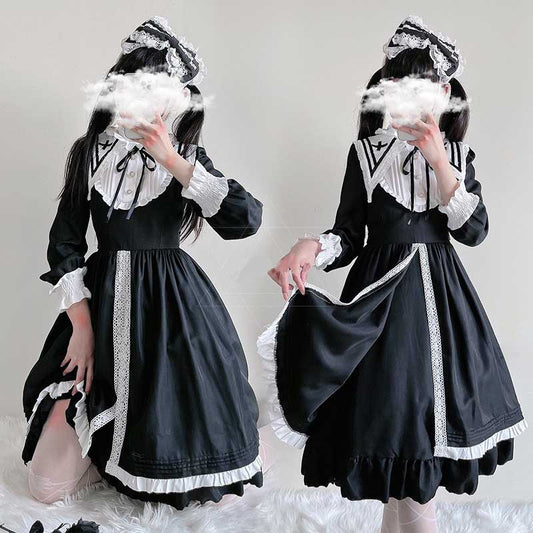 Robe de demoiselle d'honneur élégante à lacets style Lolita foncé