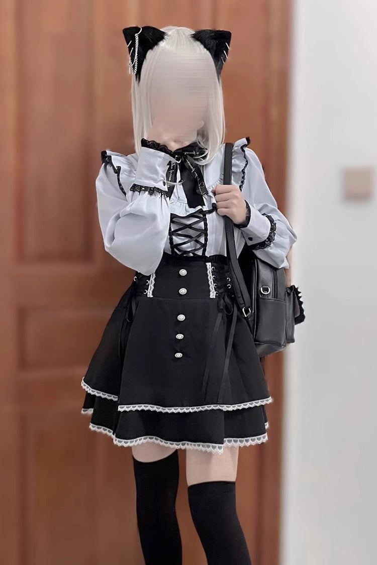 Jirai Kei High Waist Bowknot Lace Lace-Up Sweet Lolita Skirt 2 Colors