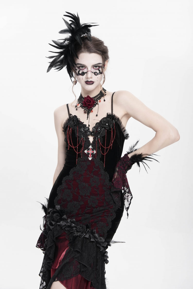 Off Shoulder Sleeveless Hanayome Embroidered Lace Gothic Jsk Dress