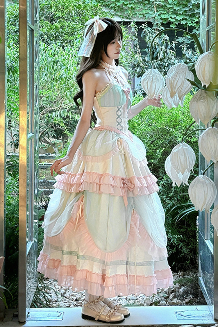 Mermaid Halter Ruffle Lace-Up Sweet Lolita Gown