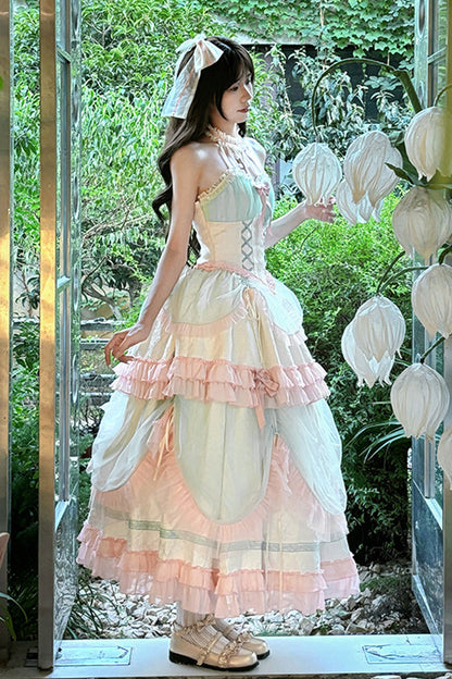 Mermaid Halter Ruffle Lace-Up Sweet Lolita Gown