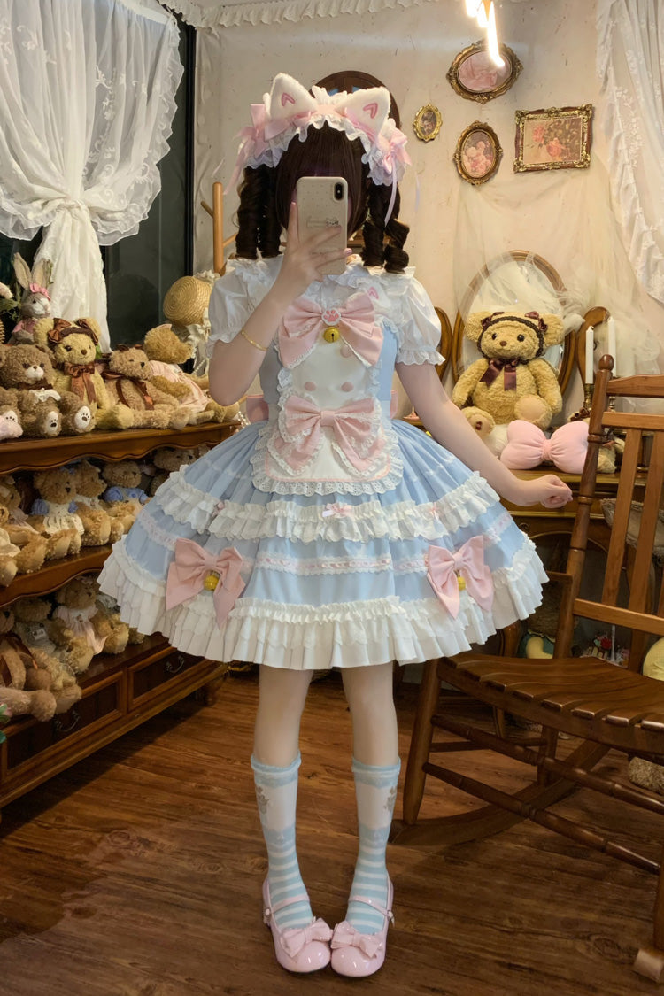Sleeveless Multi-Layered Princess JSK with Ruffle Bow and Lace