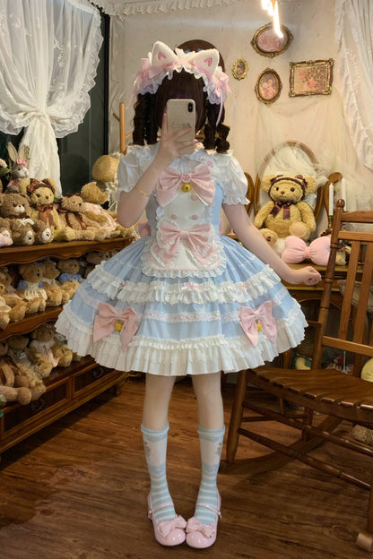 Sleeveless Multi-Layered Princess JSK with Ruffle Bow and Lace