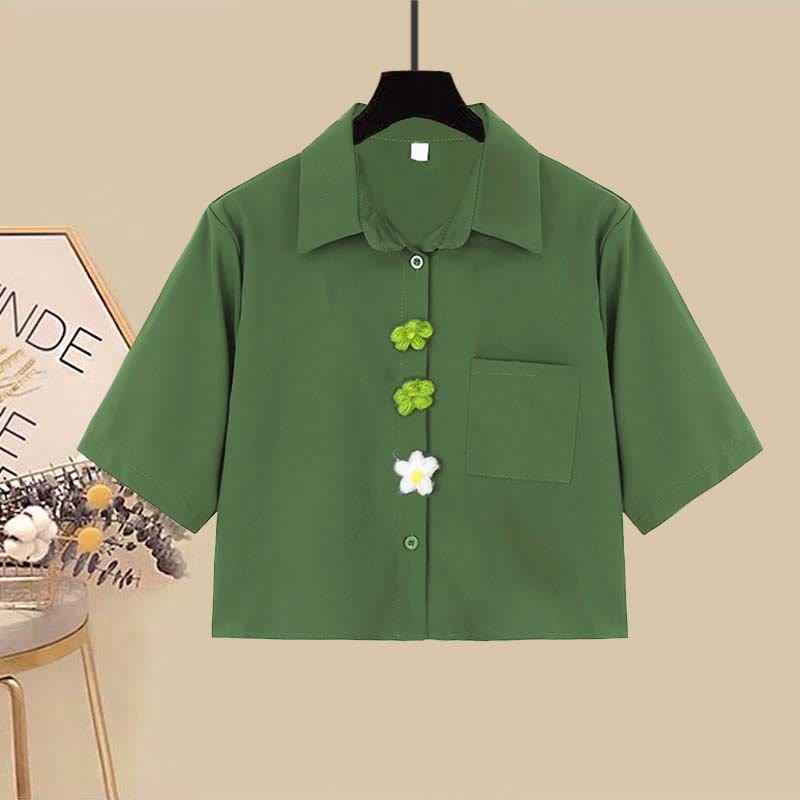 Crop Fishtail Set Tulle Top Bow Two Skirt T-Shirt Knot Denim Butterfly Pieces