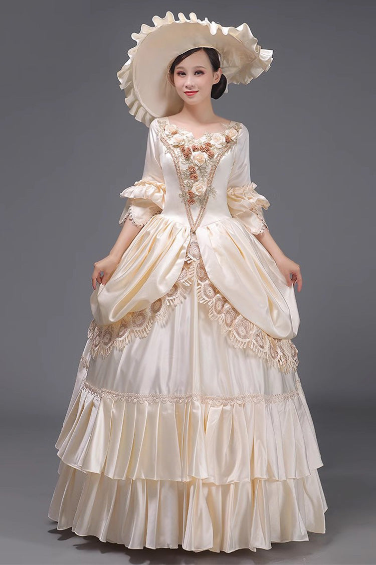 3D Flower Embroidered Cardigan Dress in Champagne