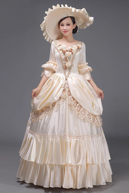 3D Flower Embroidered Cardigan Dress in Champagne