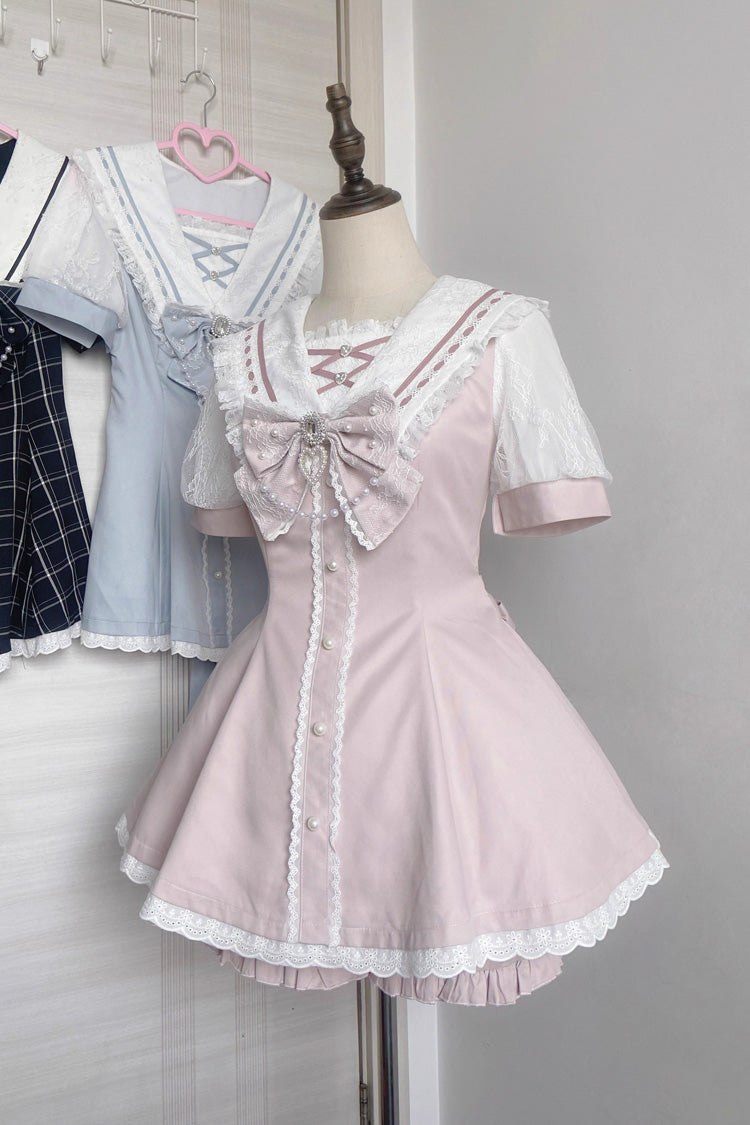 Print Bowknot Jirai Kei Japanese Dress Set