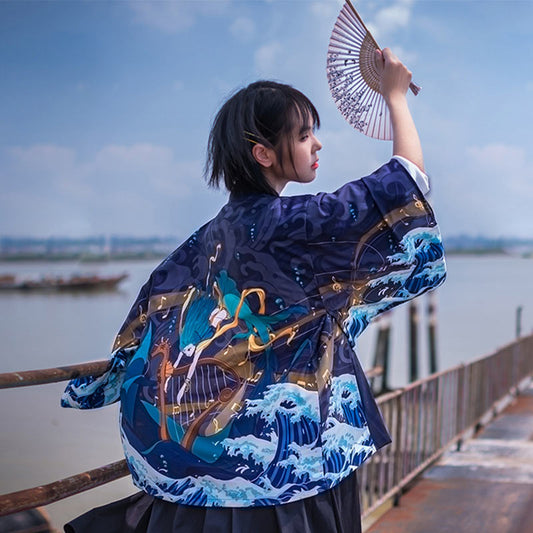 Cardigan ample imprimé anime marin kimono vêtements d'extérieur