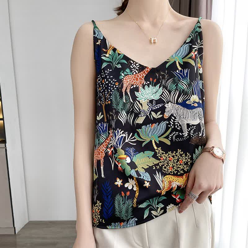 Vintage Animals Floral Satin Cami Top Workwear