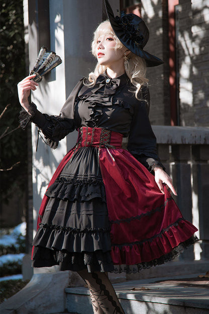 Stitching Cardigan Multi-Layer Lolita Skirt Dress