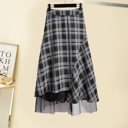 Skirt Tulle Plaid Shirt Button Front