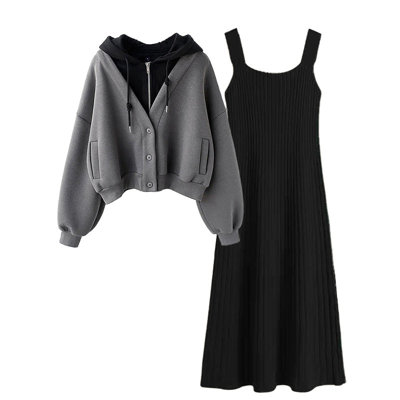 Dress Colorblock Hoodie Slip Knit