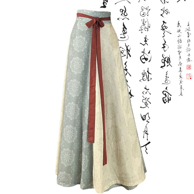 High Vintage Waist V-neck Shirt Lace-up Skirt