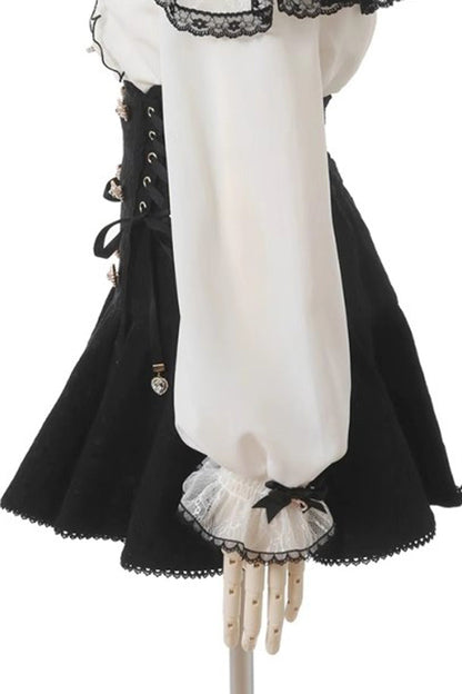 Japanese Bowknot Double Breasted Lace-Up Sweet Jirai Kei Skirt