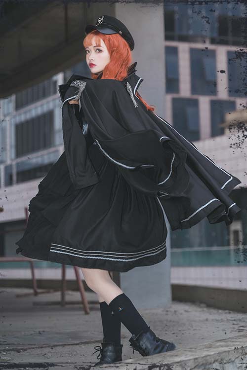 Black Gothic Lolita JSK Dress with Night Owl and Cool Style